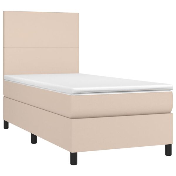 vidaXL Boxspring met matras en LED kunstleer cappuccinokleur 90x190 cm