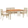vidaXL 5-delige Tuinset met kussens poly rattan beige