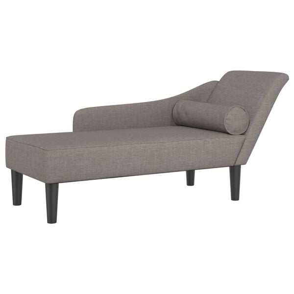 vidaXL Chaise longue met kussens stof taupe