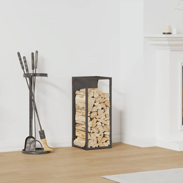 vidaXL Brandhoutrek 25x25x60 cm koudgewalst staal zwart