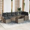 vidaXL Tuin Sofa Set met kussen met opslag 8 pcs Grijs Poly riet