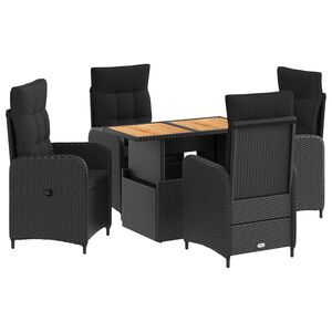 vidaXL Buiten eettafelset 5 st Zwart