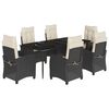 vidaXL 7-delige Tuinset met kussens poly rattan zwart