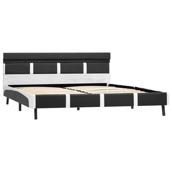 vidaXL Bedframe met LED kunstleer grijs 140x200 cm