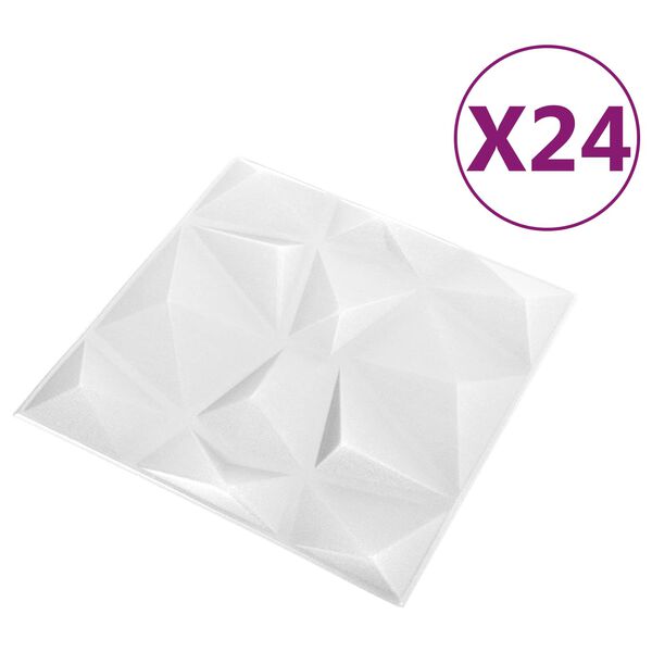 vidaXL Wandpanelen 24 pcs Diamant Wit 50 x 50 cm XPS Schuim