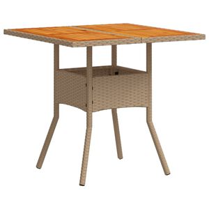 vidaXL Tuintafel 80x80x75 cm poly rattan en acaciahout beige