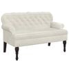 vidaXL Bankje met rugleuning 119,5x64,5x75 cm fluweel cr&egrave;mekleurig