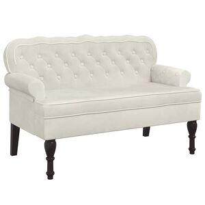 vidaXL Bankje met rugleuning 119,5x64,5x75 cm fluweel cr&egrave;mekleurig