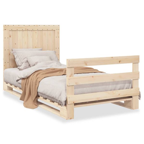 vidaXL Bedframe met hoofdbord massief grenenhout 100x200 cm