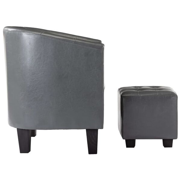 vidaXL Kuipstoel met voetenbankje kunstleer grijs