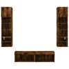 vidaXL 6-delige tv-wandmeubelset met LED bewerkt hout gerookt eiken