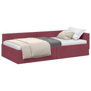 vidaXL Hoekbedframe met hoofdeinde Wijnrood 90 cm x 190 cm Fluweel