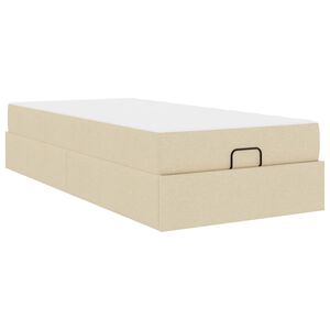vidaXL Bedframe met matras met matras 2 pcs Cr&egrave;me Stof