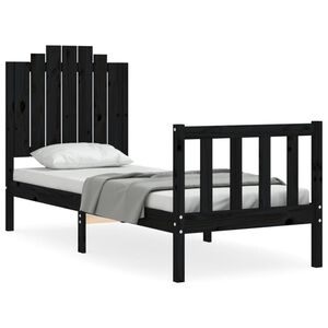 vidaXL Bedframe met hoofdbord massief hout zwart