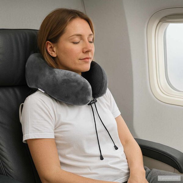 vidaXL Reiskussen voor de Nek Grijs 27 x 26 x 14 cm Traagschuim