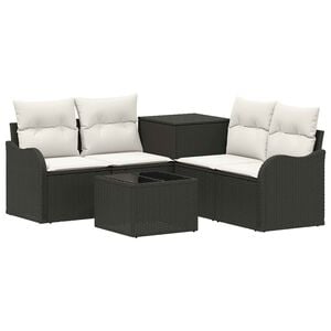 vidaXL Bankstel 6 st Zwart en Cream Wit 55 x 55 x 37 cm
