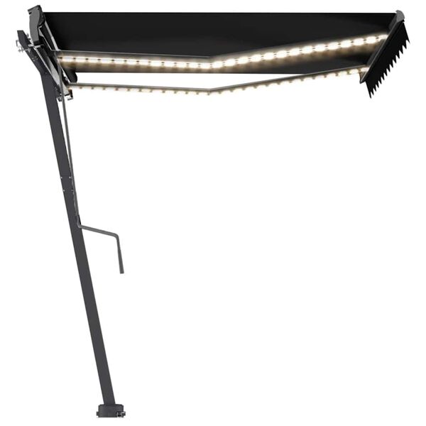 vidaXL Luifel handmatig uittrekbaar met LED 300x250 cm antracietkleur