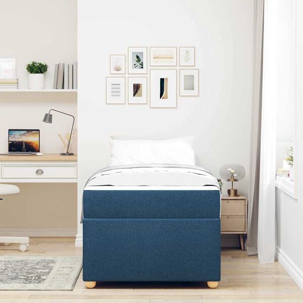 vidaXL Bedframe met matras Blauw 100 x 200 cm Stof