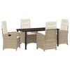 vidaXL Tuin eettafelset met kussen 5 pcs Beige poly rattan