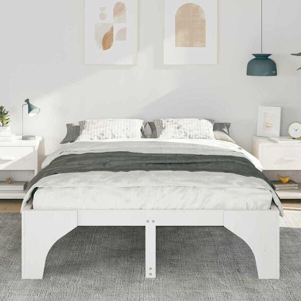 vidaXL Bedframe Wit 160 x 200 cm Massief grenenhout
