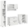 vidaXL Badkamermeubelset met lade 4 pcs Wit Geperst Hout en Metaal