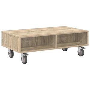 vidaXL Bijzettafel met wielen Sonoma Eiken 90 x 50 x 30 cm