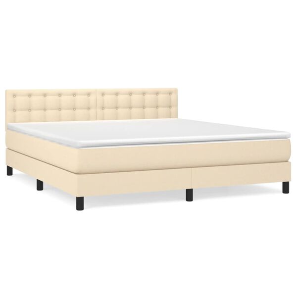 vidaXL Boxspring met matras stof cr&egrave;mekleurig 180x200 cm