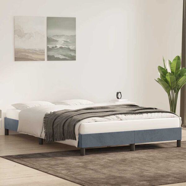 vidaXL Bedframe zonder matras 160x210 cm fluweel donkergrijs