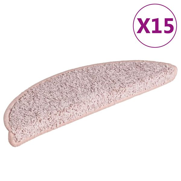 vidaXL Trapmatten 15 st 56x17x3 cm Lichtroze Halfrond