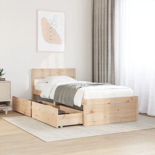 vidaXL Bedframe zonder matras massief grenenhout 75x190 cm