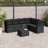 vidaXL 7-delige Loungeset met kussens poly rattan zwart
