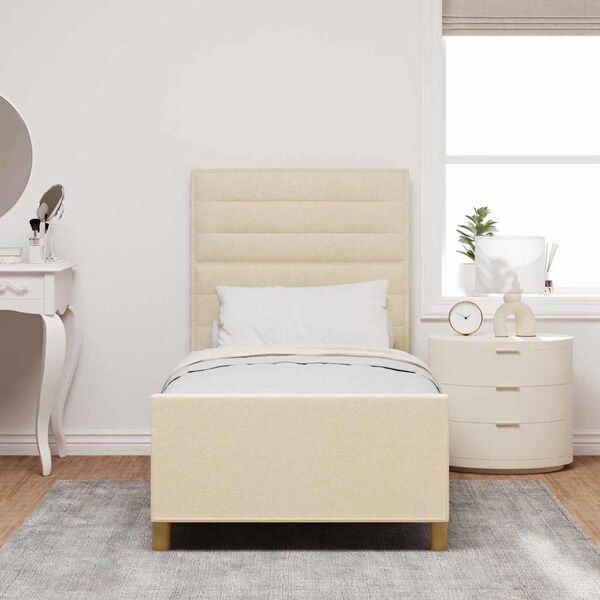 vidaXL Bedframe met hoofdeinde Cr&egrave;me 100 x 200 cm Stof