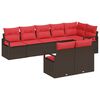 vidaXL Tuinbankenset met kussen 8 pcs Bruin en Rood poly rattan
