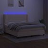 vidaXL Boxspring met matras en LED stof cr&egrave;mekleurig 160x200 cm