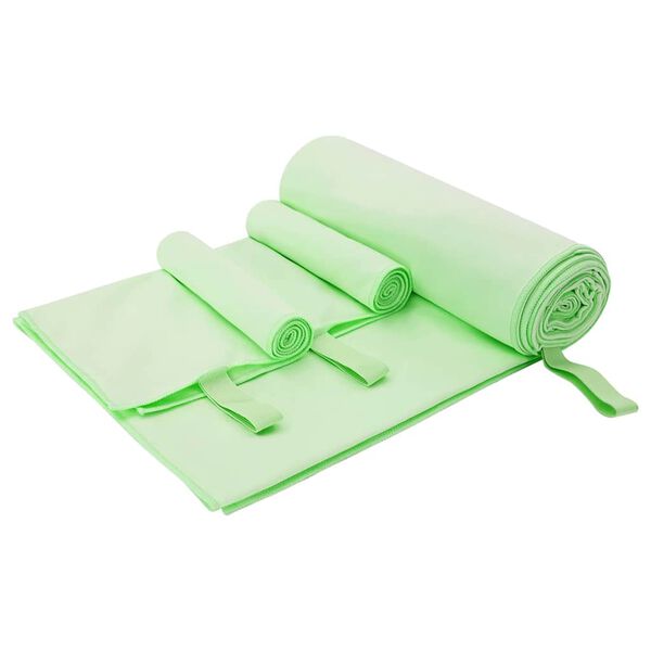 vidaXL Set van Sporthanddoeken 3 pcs Groen Polyester en Polyamide