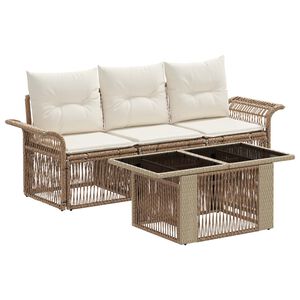 vidaXL Tuinbankenset 4 st Beige en Cr&egrave;me Wit poly rattan