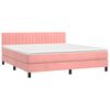 vidaXL Boxspring met matras en LED fluweel roze 160x200 cm