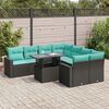 vidaXL 9-delige Loungeset met kussens poly rattan acacia zwart
