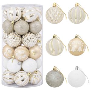 vidaXL Kerstballen set 30 st Goud en wit &Oslash; 6 cm Kunststof