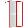 vidaXL Inloopdouchewand transparant 118x195 cm ESG-glas rood