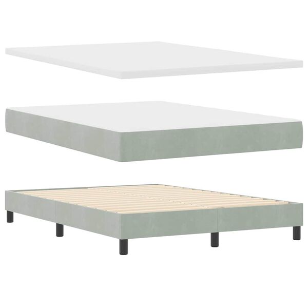 vidaXL Boxspringbed met matras Lichtgrijs 190 x 140 cm Fluweel