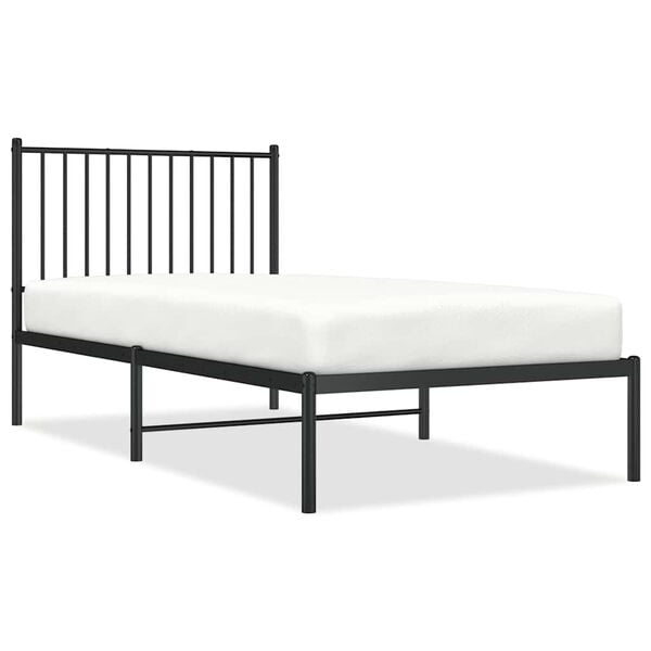 vidaXL Bedframe met hoofdbord metaal zwart 90x190 cm