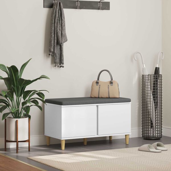 vidaXL Halbank met kussen met opslag met de deur Wit 80 x 38 x 46 cm