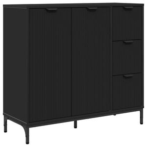 vidaXL Dressoir Zwart 89,5 x 33 x 82 cm Bewerkt hout