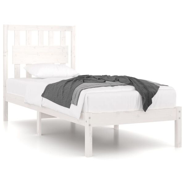 vidaXL Bedframe massief grenenhout wit 90x190 cm