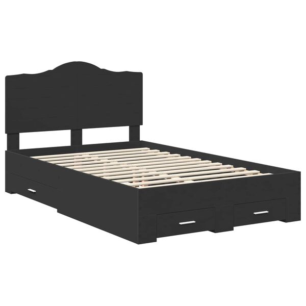 vidaXL Bedframe met hoofdeinde Zwart 120 x 200 cm Bewerkt hout