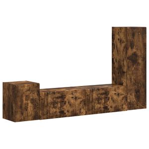 vidaXL Tv-meubelset Wandgemonteerd 4 pcs Gerookt eiken Bewerkt hout