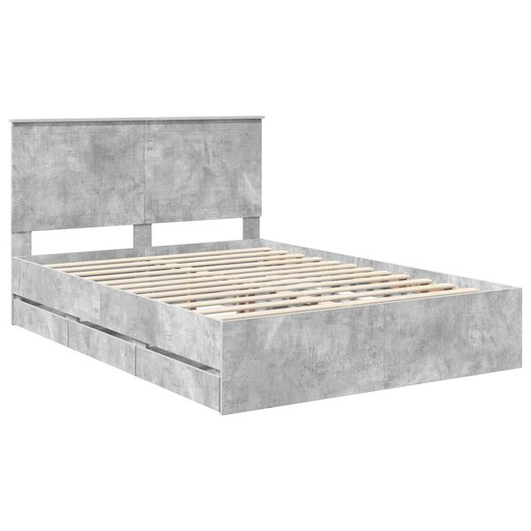 vidaXL Bedframe met lade Beton Grijs 140 x 200 cm Ingenieurshout