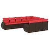 vidaXL 10-delige tuinbankset met kussens, bruin polyrotan