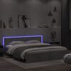 vidaXL Bedframe met hoofdeinde en LED-licht betongrijs 200x200 cm